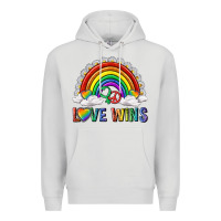 Dove Grey love wins with daisy and heart Premium Hoodie - texasbilliewilder