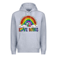 Heather Grey love wins with daisy and heart Premium Hoodie - texasbilliewilder