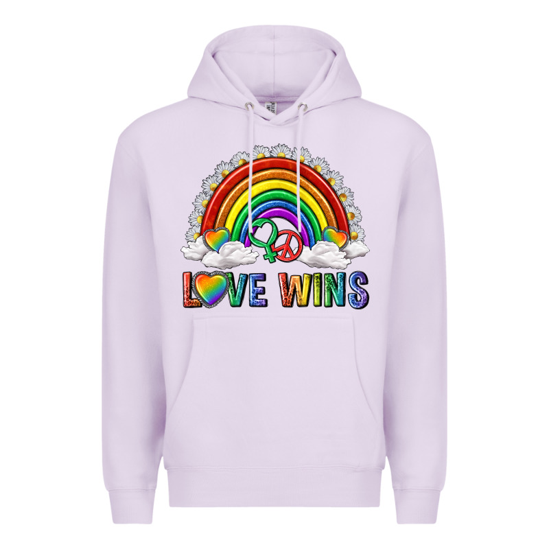 Love Wins With Daisy And Heart Premium Hoodie by texasbilliewilder | Teevron