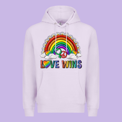 Love Wins With Daisy And Heart Premium Hoodie Designed By Texasbilliewilder