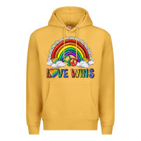 Mustard love wins with daisy and heart Premium Hoodie - texasbilliewilder