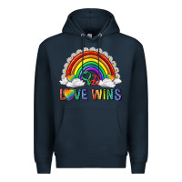 Navy love wins with daisy and heart Premium Hoodie - texasbilliewilder