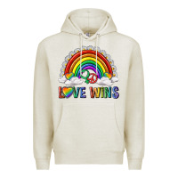 Oatmeal Heather love wins with daisy and heart Premium Hoodie - texasbilliewilder