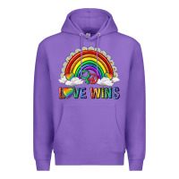 Purple love wins with daisy and heart Premium Hoodie - texasbilliewilder