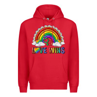 Red love wins with daisy and heart Premium Hoodie - texasbilliewilder