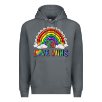 Rock love wins with daisy and heart Premium Hoodie - texasbilliewilder