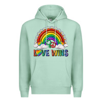 Seafoam love wins with daisy and heart Premium Hoodie - texasbilliewilder