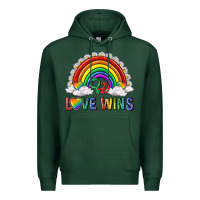 Sports Green love wins with daisy and heart Premium Hoodie - texasbilliewilder
