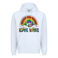 White love wins with daisy and heart Premium Hoodie - texasbilliewilder