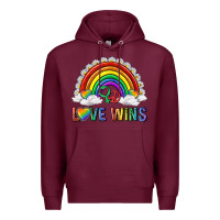 Burgundy love wins with daisy and heart Premium Hoodie - texasbilliewilder
