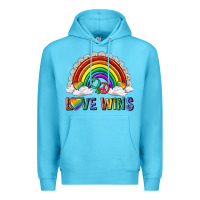 Ocean Blue love wins with daisy and heart Premium Hoodie - texasbilliewilder