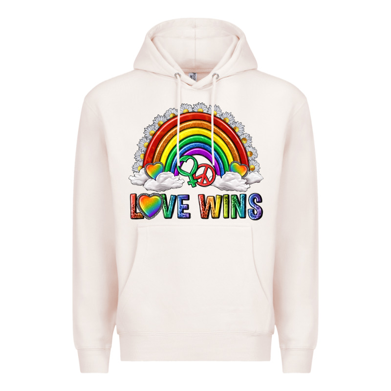 Love Wins With Daisy And Heart Premium Hoodie by texasbilliewilder | Teevron