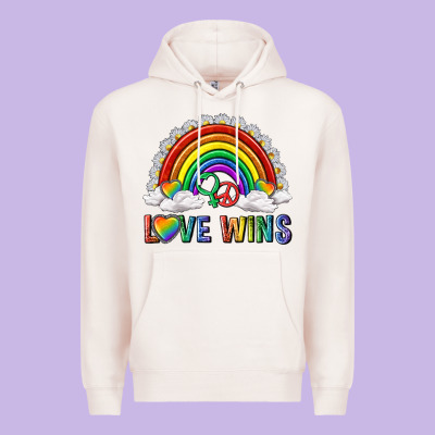 Love Wins With Daisy And Heart Premium Hoodie Designed By Texasbilliewilder