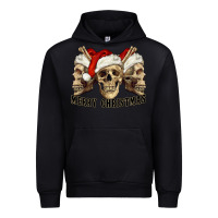 Black Merry Christmas Skulls Urban Hoodie - RanaPortraitStore