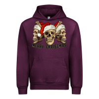 Mauve Wine Merry Christmas Skulls Urban Hoodie - RanaPortraitStore