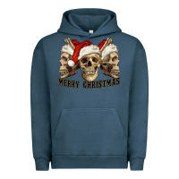 Pigment Midnight Navy Merry Christmas Skulls Urban Hoodie - RanaPortraitStore