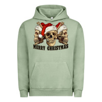 Pigment Oil Green Merry Christmas Skulls Urban Hoodie - RanaPortraitStore