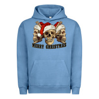 Pigment Pebble Blue Merry Christmas Skulls Urban Hoodie - RanaPortraitStore