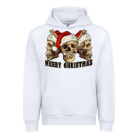 White Merry Christmas Skulls Urban Hoodie - RanaPortraitStore