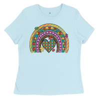 Baby Blue autism awareness heart leopard rainbow Ladies Tee - Artiststas