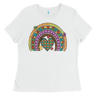 White autism awareness heart leopard rainbow Ladies Tee - Artiststas