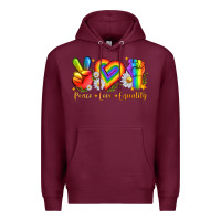 Burgundy peace love equality Premium Hoodie - texasbilliewilder