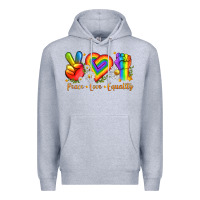 Heather Grey peace love equality Premium Hoodie - texasbilliewilder