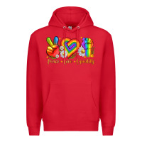 Red peace love equality Premium Hoodie - texasbilliewilder