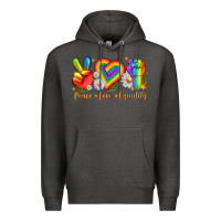 Charcoal Heather peace love equality Premium Hoodie - texasbilliewilder