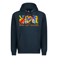 Navy peace love equality Premium Hoodie - texasbilliewilder