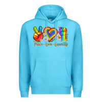 Ocean Blue peace love equality Premium Hoodie - texasbilliewilder