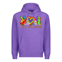 Purple peace love equality Premium Hoodie - texasbilliewilder