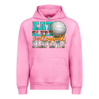 Fuchsia Pink eat sleep volleyball repeat Urban Hoodie - texasbilliewilder