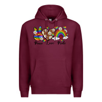 Burgundy peace love pride Premium Hoodie - texasbilliewilder