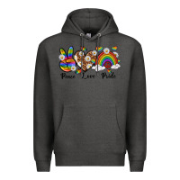 Charcoal Heather peace love pride Premium Hoodie - texasbilliewilder