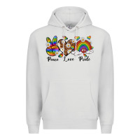 Dove Grey peace love pride Premium Hoodie - texasbilliewilder