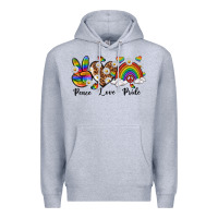 Heather Grey peace love pride Premium Hoodie - texasbilliewilder