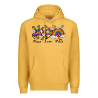 Mustard peace love pride Premium Hoodie - texasbilliewilder