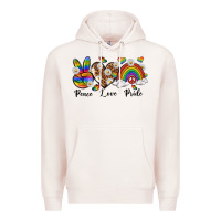 Pale Pink peace love pride Premium Hoodie - texasbilliewilder