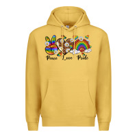 Antique Gold peace love pride Premium Hoodie - texasbilliewilder