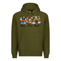 Army Green peace love pride Premium Hoodie - texasbilliewilder