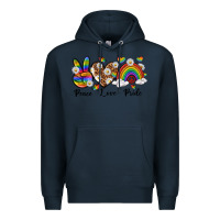 Navy peace love pride Premium Hoodie - texasbilliewilder