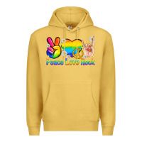 Antique Gold peace love rock pride Premium Hoodie - texasbilliewilder