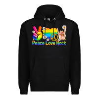 Black peace love rock pride Premium Hoodie - texasbilliewilder