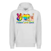 Dove Grey peace love rock pride Premium Hoodie - texasbilliewilder