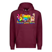 Burgundy peace love rock pride Premium Hoodie - texasbilliewilder