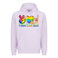 Lilac peace love rock pride Premium Hoodie - texasbilliewilder