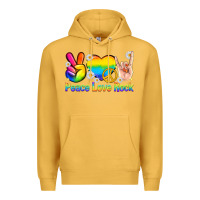 Mustard peace love rock pride Premium Hoodie - texasbilliewilder