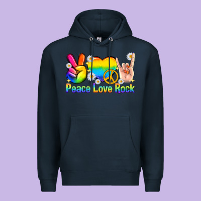 Peace Love Rock Pride Premium Hoodie Designed By Texasbilliewilder
