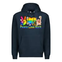 Navy peace love rock pride Premium Hoodie - texasbilliewilder